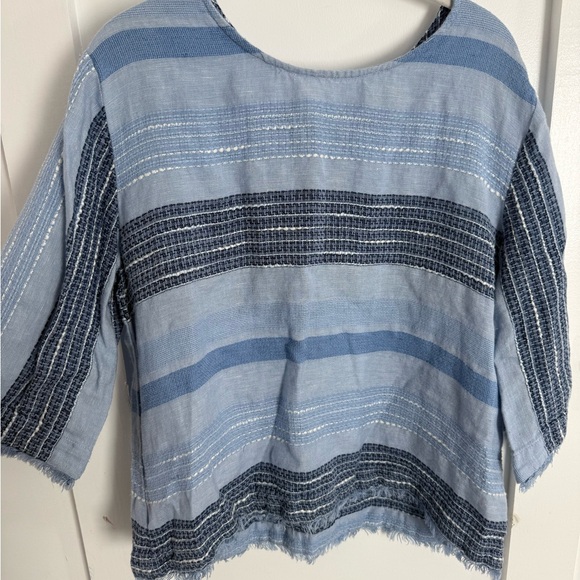 Anthropologie Cloth and Stone Blue Stripe Linen Blend Tie back Top medium NWOT - Picture 3 of 7
